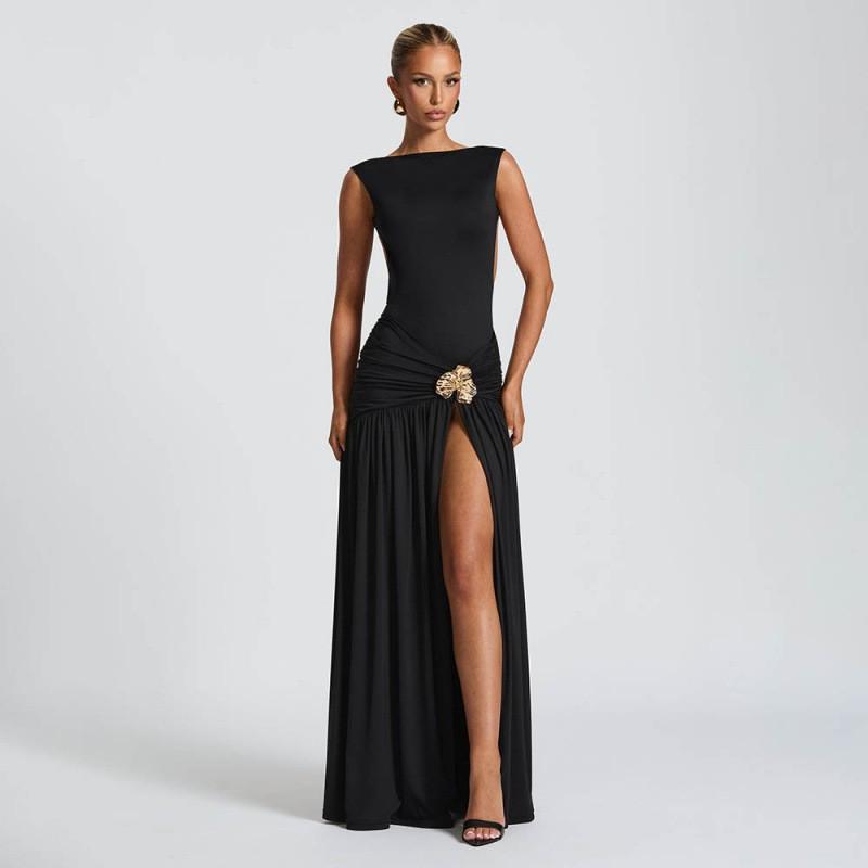 European American Style Hot Selling Women s Clothes Sexy Solid Color Dress Sleeveless Backless Split Pleated Waist Long S чёрный
European American Style Hot Selling Women s Clothes Sexy Solid Color Dress Sleeveless Backless Split Pleated Waist Long S чёрный