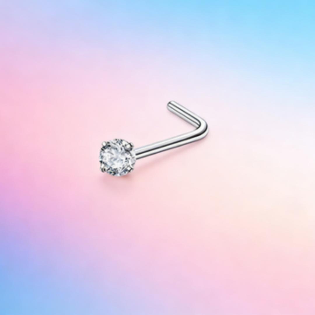1-piece silver 3mm round nose stud, stainless steel titanium steel L-shaped piercing ornament, white accent nose ring. Silver&Geometric&Nose Rings & Studs&Face
1-piece silver 3mm round nose stud, stainless steel titanium steel L-shaped piercing ornament, white accent nose ring. Silver&Geometric&Nose Rings & Studs&Face