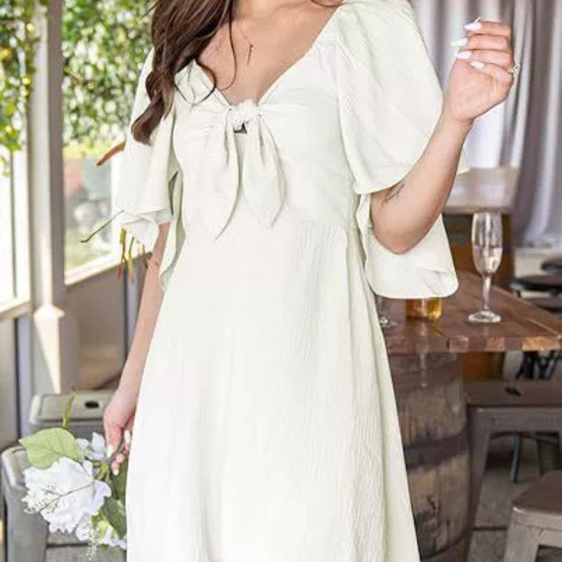 Spring Summer Women Short Sleeve Mini Dress Elegant V-neck Bow Tie Loose Dress S білий
Spring Summer Women Short Sleeve Mini Dress Elegant V-neck Bow Tie Loose Dress S білий