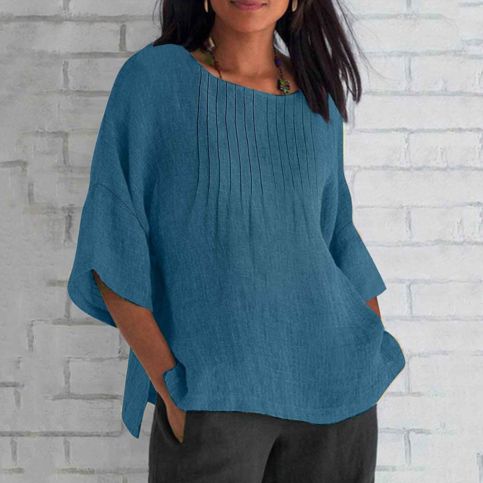 Women s Fashion Seven-Part Sleeve Pleated Round Neck Colour Loose Casual Shirt Top L
Women s Fashion Seven-Part Sleeve Pleated Round Neck Colour Loose Casual Shirt Top L