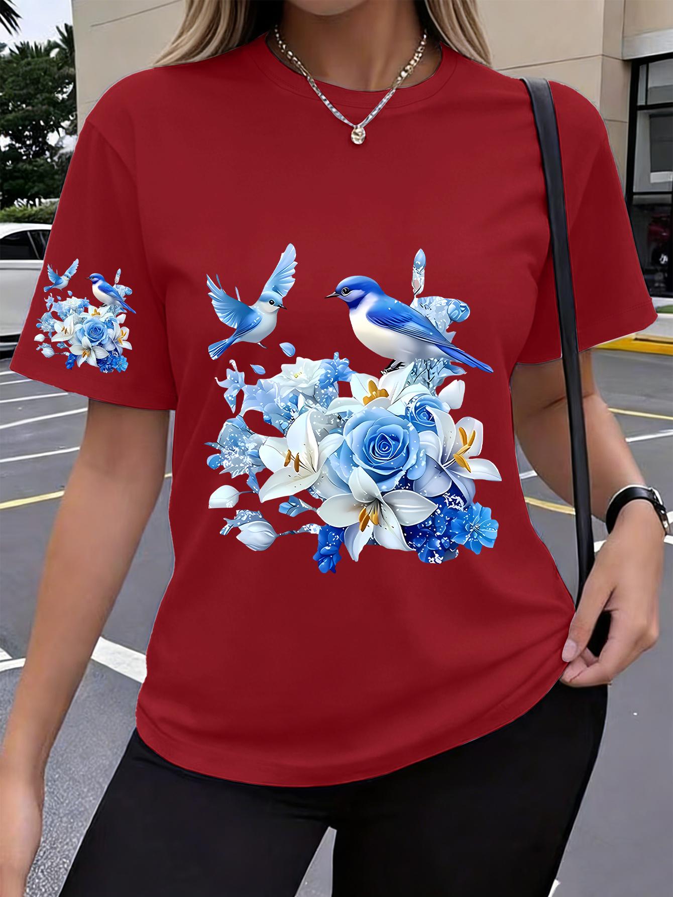Blue Bird Rose Print New Y2K Style One Sleeve Printed Women S Sportswear Summer Elegant Comfortable Breathable Round Neck Short Sleeve Casual Vers S дубильная кора
Blue Bird Rose Print New Y2K Style One Sleeve Printed Women S Sportswear Summer Elegant Comfortable Breathable Round Neck Short Sleeve Casual Vers S дубильная кора