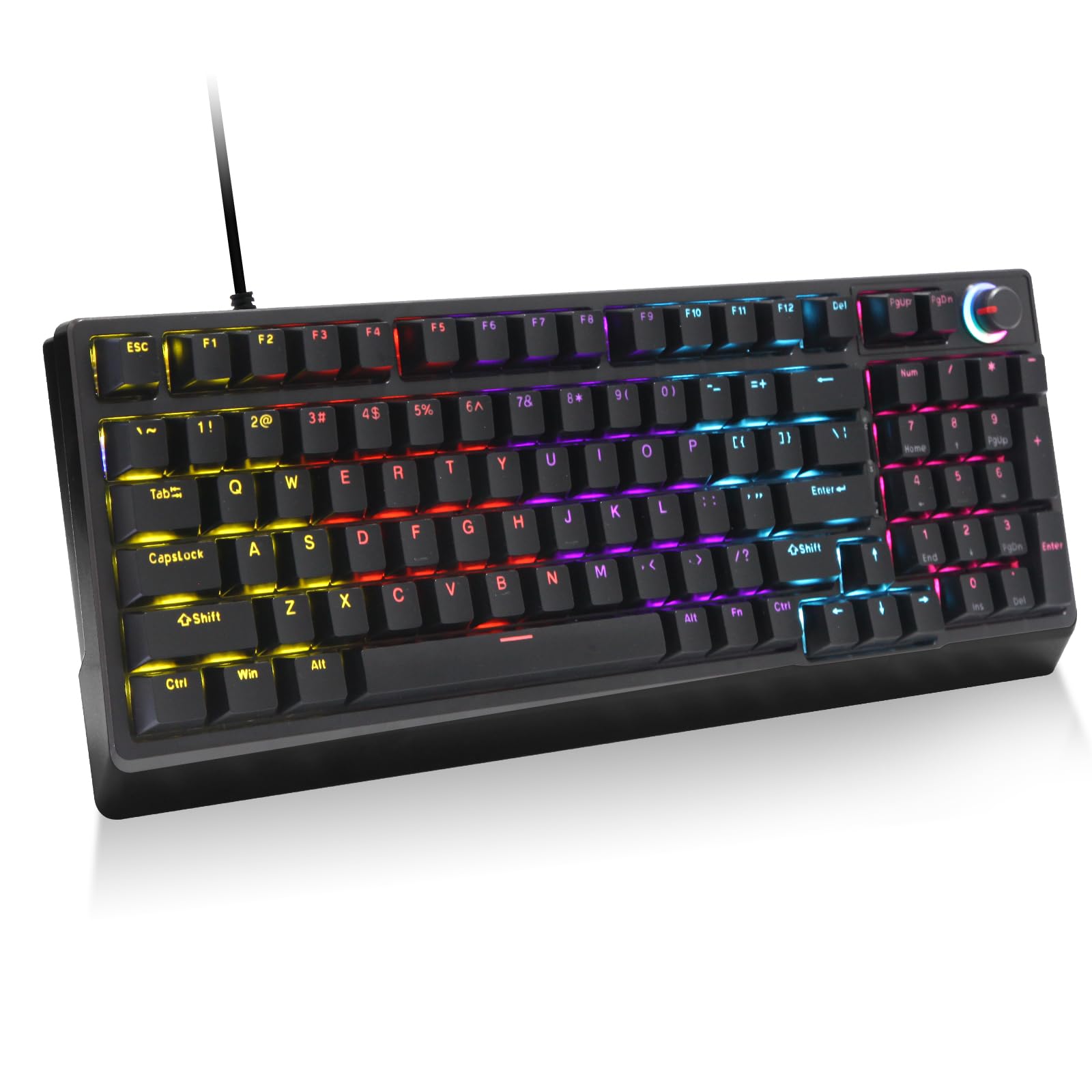 Gaming Keyboard Red Axis 98 Keys Mechanical Gaming Keyboard LED Backlit Word Luminous USB Wired Fast Response with Numeric Keys Volume Adjustment Knob
Gaming Keyboard Red Axis 98 Keys Mechanical Gaming Keyboard LED Backlit Word Luminous USB Wired Fast Response with Numeric Keys Volume Adjustment Knob