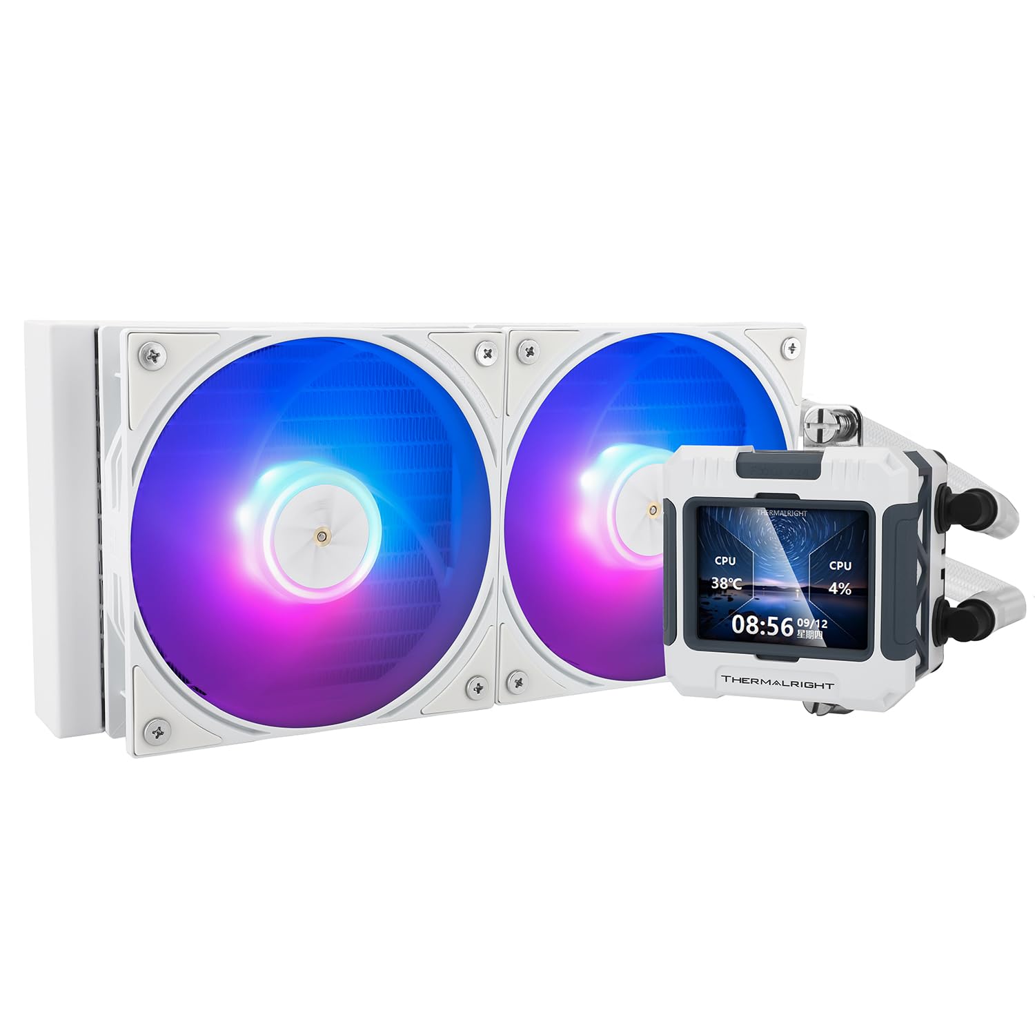 Thermalright FW240 White ARGB CPU Water 2 PWM Fans at IPS LCD Screen with Liquid CPU CPU PC Io Cooler for LGA1700 Cooler, 2000RPM, 320240 Resolution,
Thermalright FW240 White ARGB CPU Water 2 PWM Fans at IPS LCD Screen with Liquid CPU CPU PC Io Cooler for LGA1700 Cooler, 2000RPM, 320240 Resolution,