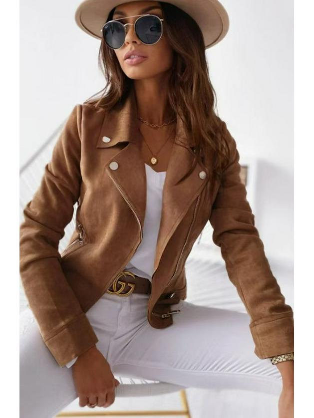 Жіноча замшева куртка на блискавці приталеного крою з деталями на ґудзиках S коричневий
Жіноча замшева куртка на блискавці приталеного крою з деталями на ґудзиках S коричневий