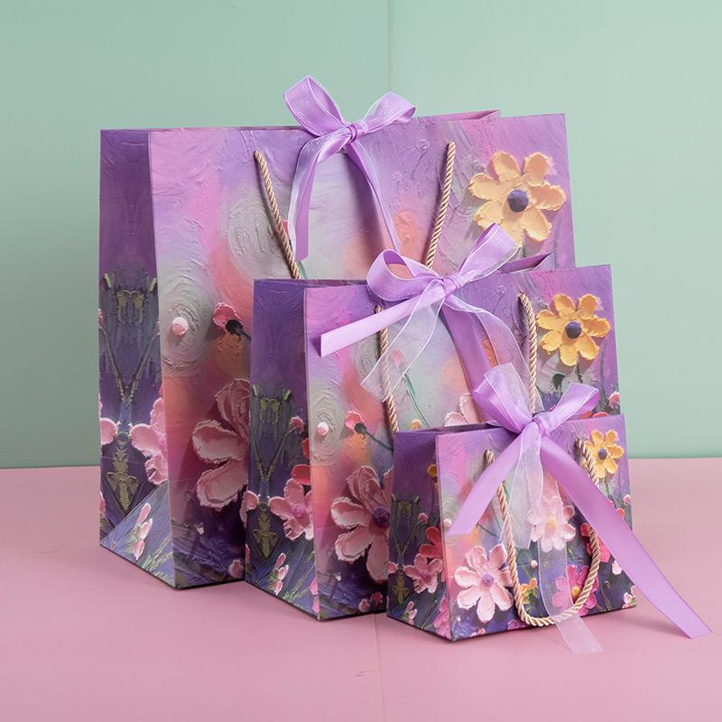 1PCS Ins Flower Gift Paper Bags with Ribbon, Portable Paper Gift Bags with Rope, Purple Flowers Style, Wedding Gift Bags 15X13X8cm
1PCS Ins Flower Gift Paper Bags with Ribbon, Portable Paper Gift Bags with Rope, Purple Flowers Style, Wedding Gift Bags 15X13X8cm
