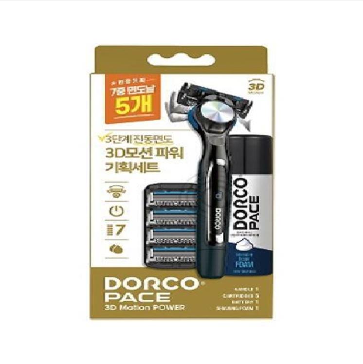 Dorco PACE 3D Motion Power Razor Special Set (Handle + 5 blades + shaving foam 74ml) 
Dorco PACE 3D Motion Power Razor Special Set (Handle + 5 blades + shaving foam 74ml)