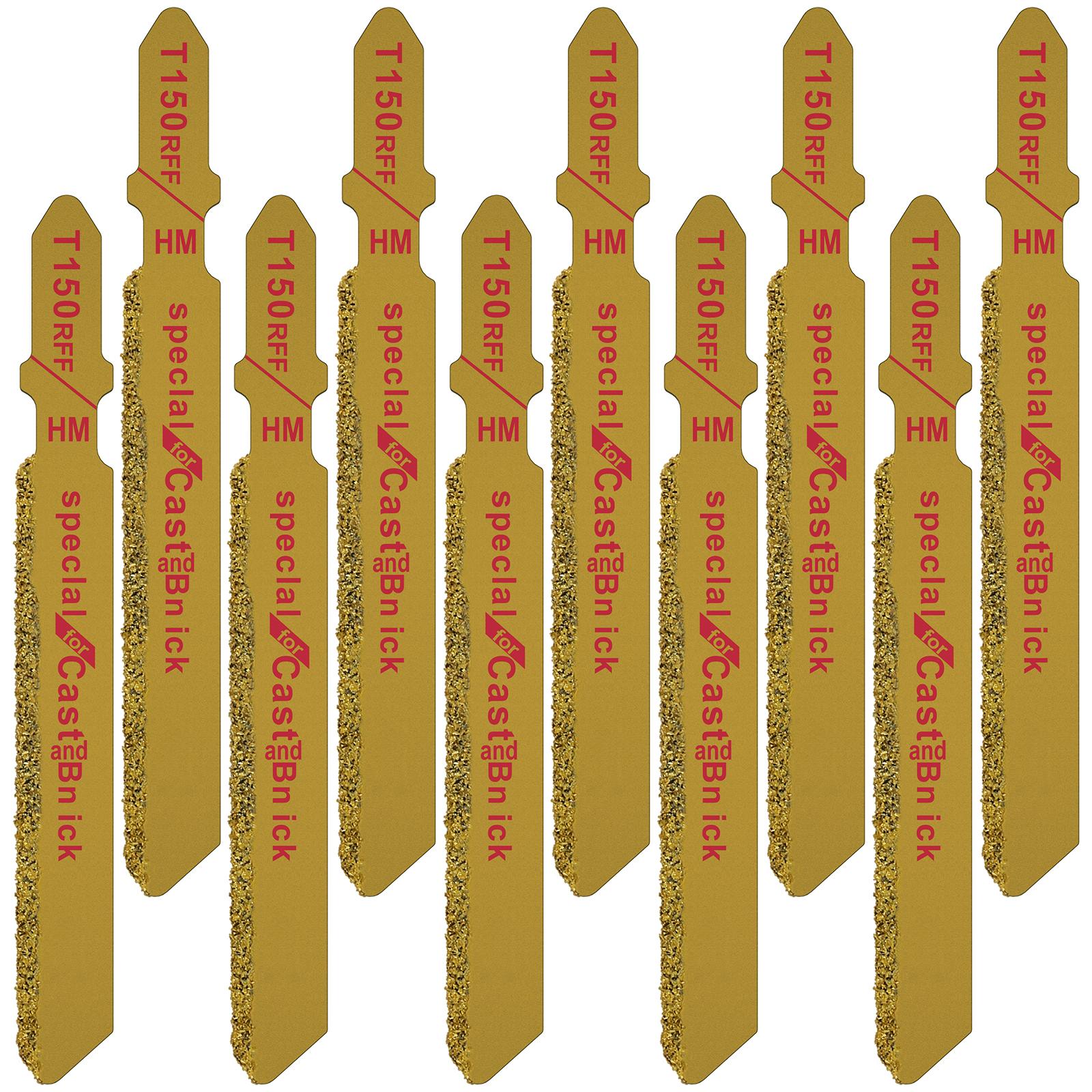 10Pcs Diamond Jig Saw Blade T150RFF T-Shank Jigsaw Blades Wear Resistant Fast Cut Saw Blade for Ceramic Marble Tile Cutting
10Pcs Diamond Jig Saw Blade T150RFF T-Shank Jigsaw Blades Wear Resistant Fast Cut Saw Blade for Ceramic Marble Tile Cutting