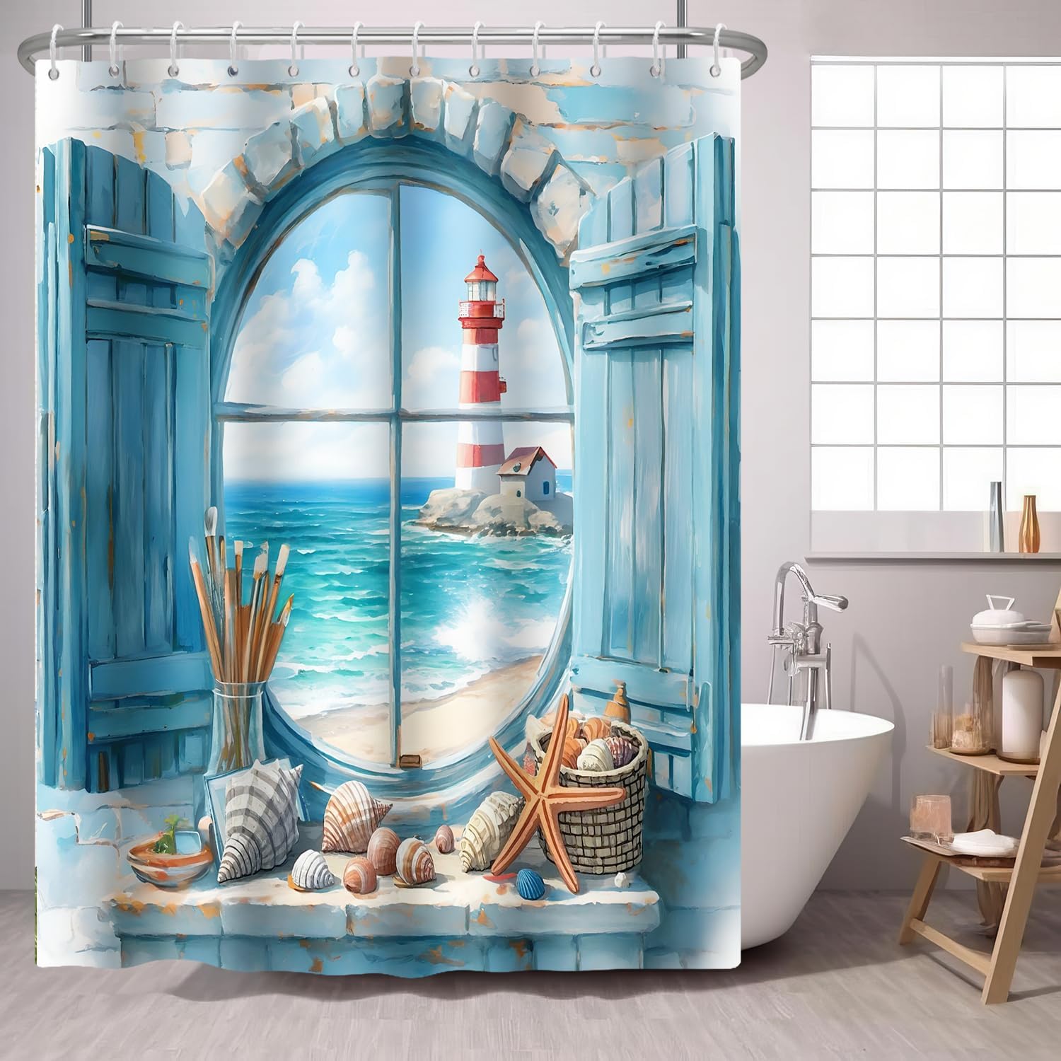 Beach Ocean Coastal Shower Curtain Nautical Conch Starfish Seashell Coral Summer Tropical Teal Blue Fabric Shower Curtains W60H190(CM)-1 Pcs
Beach Ocean Coastal Shower Curtain Nautical Conch Starfish Seashell Coral Summer Tropical Teal Blue Fabric Shower Curtains W60H190(CM)-1 Pcs