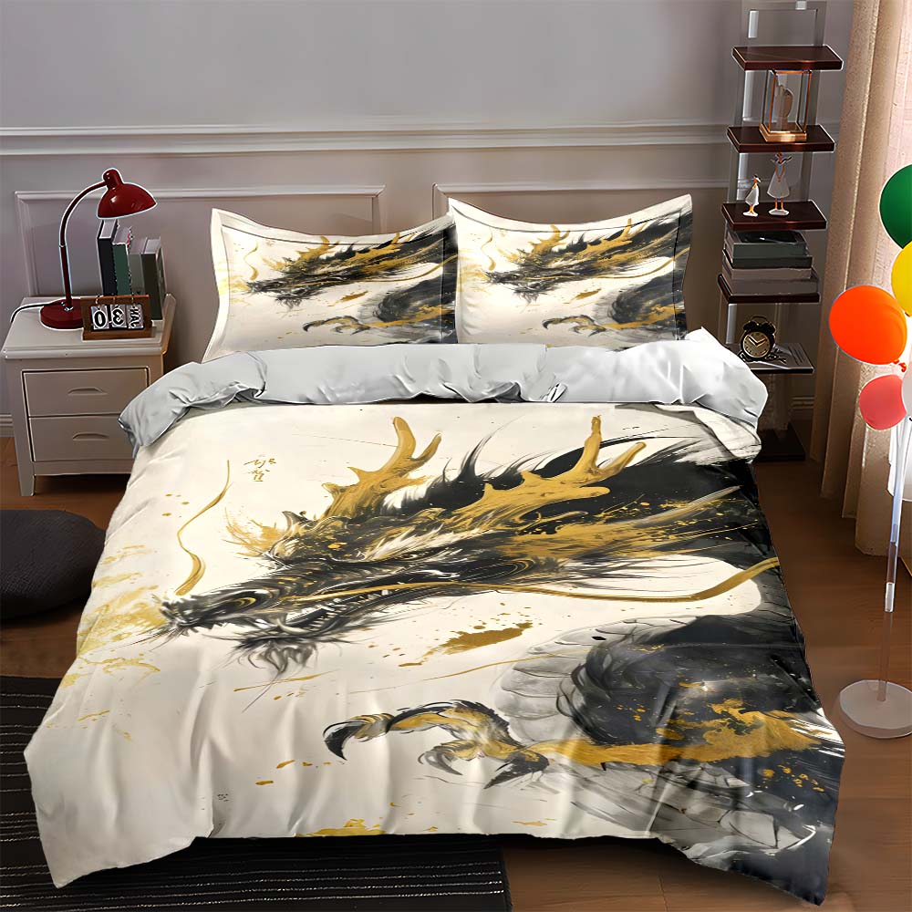 Golden dragon motif. Bedding Duvet cover sets Duvet covers Pillowcases gifts (1 * Duvet Cover 2 * Pillowcases, without duvet insert) 135x200cm
Golden dragon motif. Bedding Duvet cover sets Duvet covers Pillowcases gifts (1 * Duvet Cover 2 * Pillowcases, without duvet insert) 135x200cm