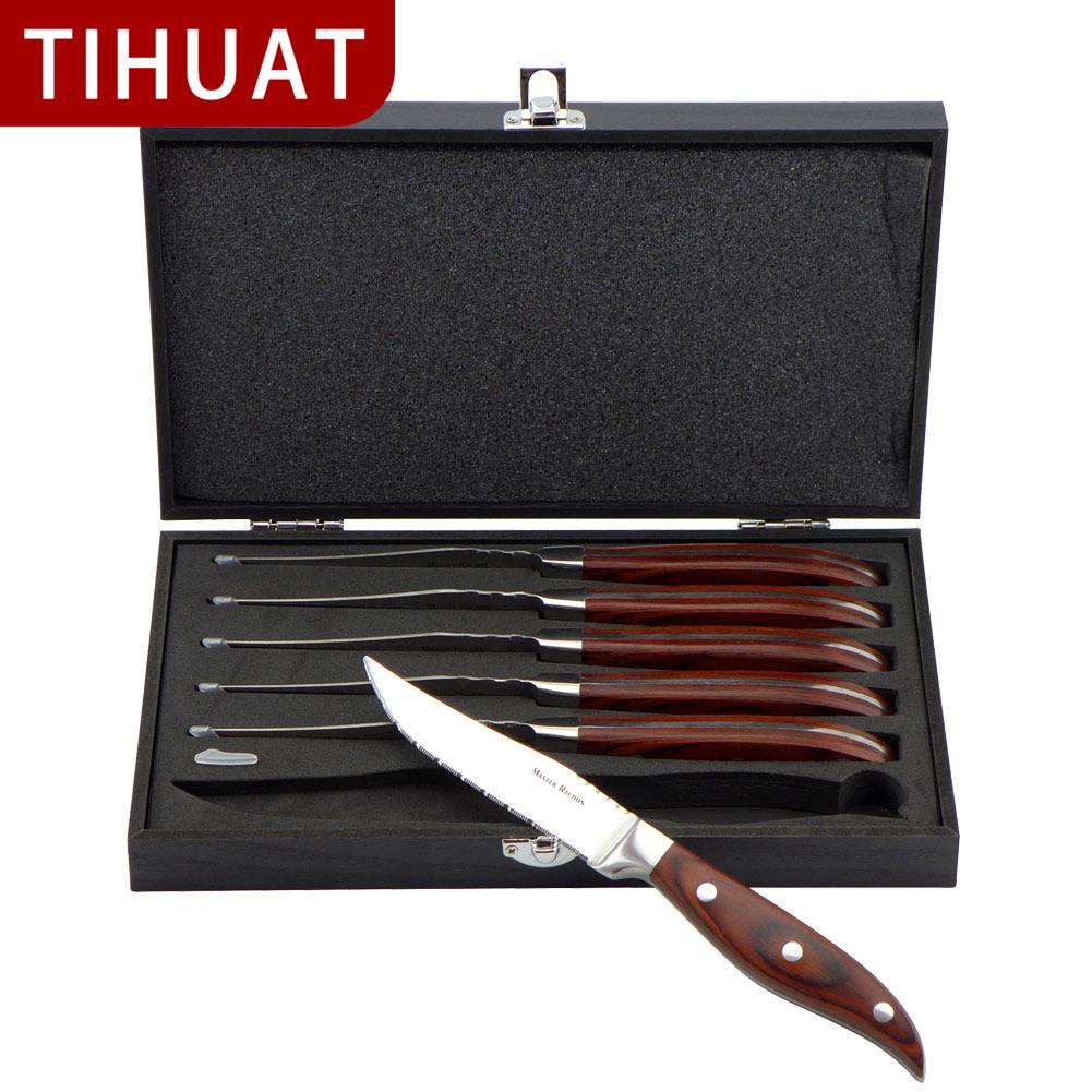 TIHUAT4,5-дюймовый нож для стейка из нержавеющей стали, набор из 6 предметов, набор ножей для стейка, гостиничный нож для западной еды, подарочная коробка
TIHUAT4,5-дюймовый нож для стейка из нержавеющей стали, набор из 6 предметов, набор ножей для стейка, гостиничный нож для западной еды, подарочная коробка