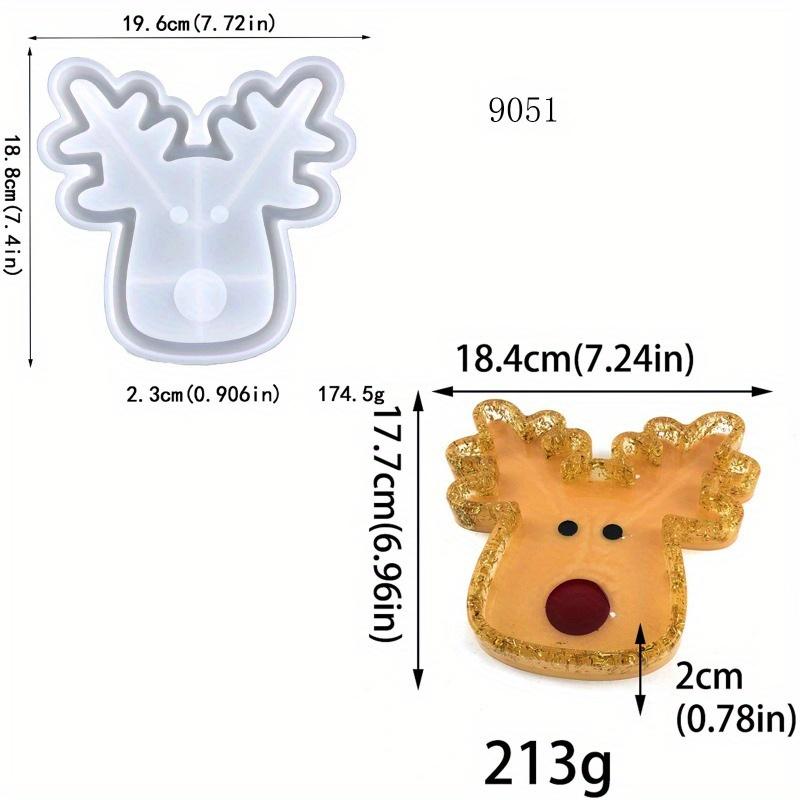 Рождественский поднос в виде лося Силиконовая форма Милая голова оленя Поднос для хранения орехов Цементная форма Украшение для дома DIY Тарелка терраццо Глиняная форма белый