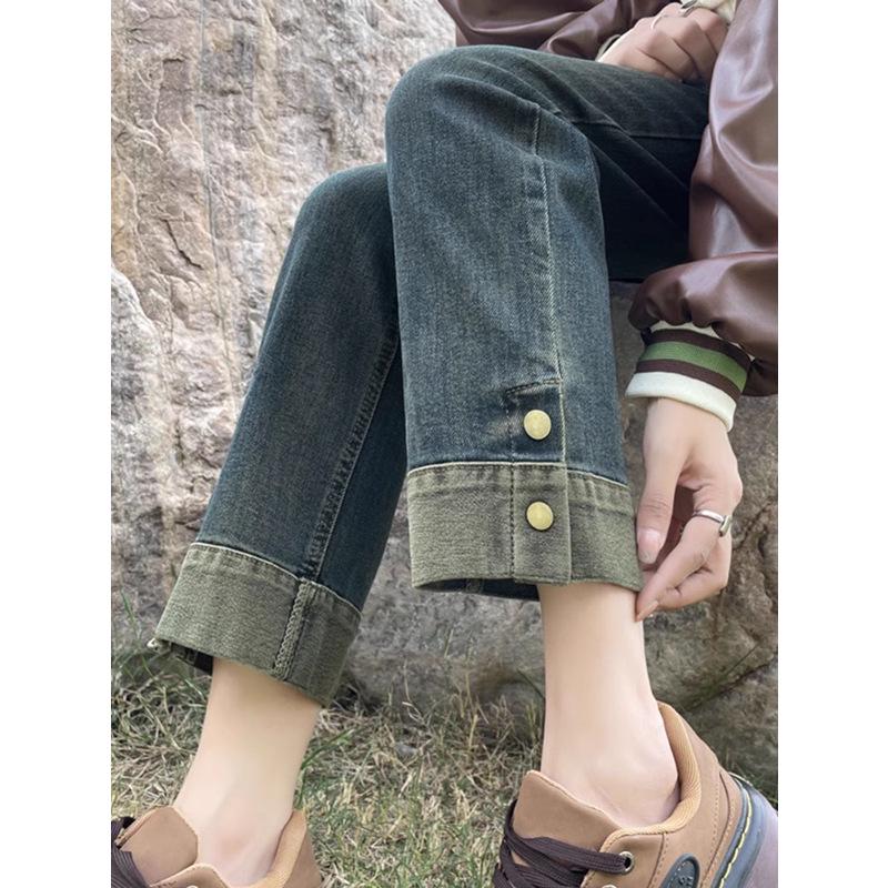 Women s Cement Gray High Waist Straight Leg Jeans, 2024 Spring/Autumn, Petite Fit, Spliced Design, Loose, Slimming. 2XL
Women s Cement Gray High Waist Straight Leg Jeans, 2024 Spring/Autumn, Petite Fit, Spliced Design, Loose, Slimming. 2XL