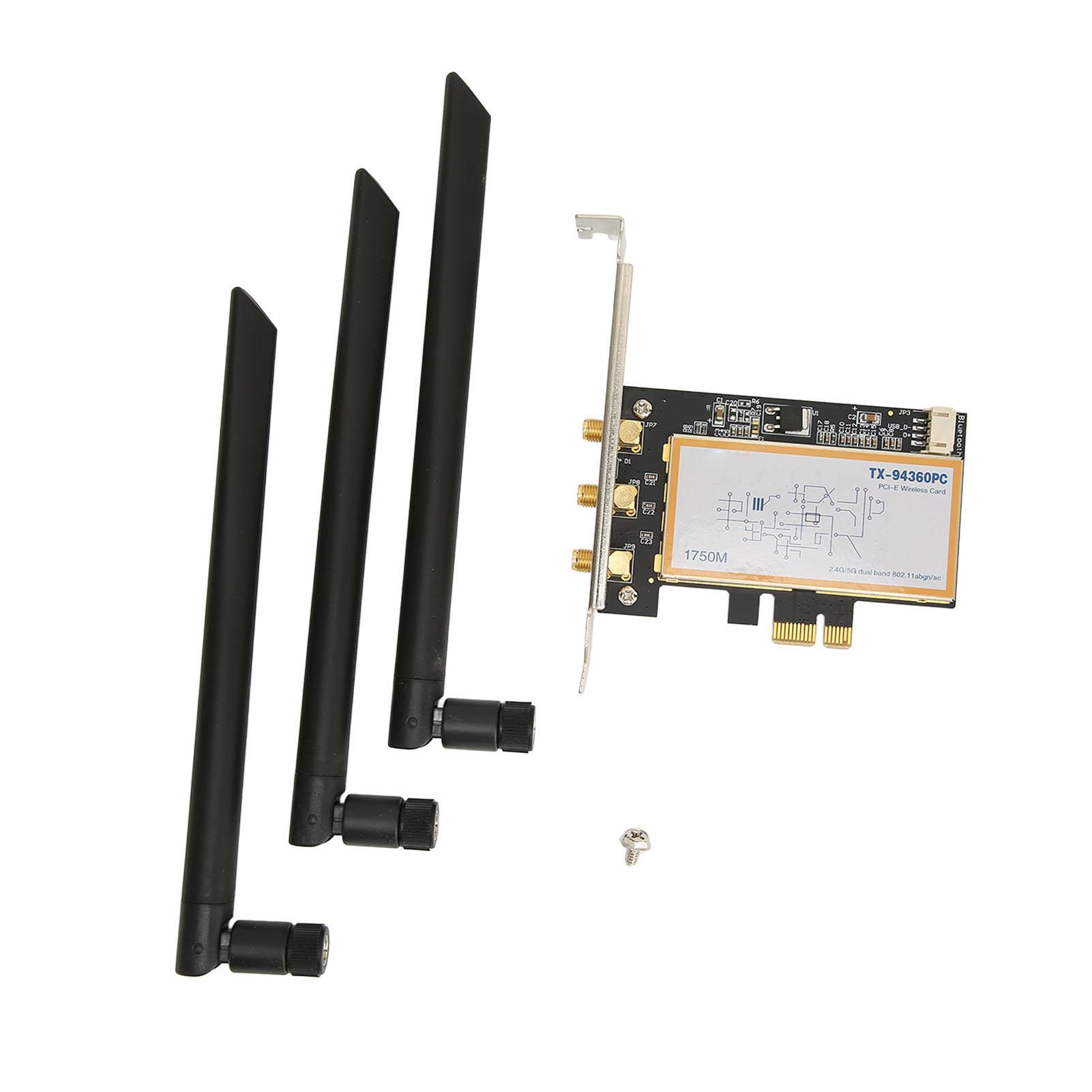 PCIE X1 Network Card 1750Mbps High Speed PCIE WiFi Card Adapter with 3 Antennas for Win 7 for Win 8
PCIE X1 Network Card 1750Mbps High Speed PCIE WiFi Card Adapter with 3 Antennas for Win 7 for Win 8