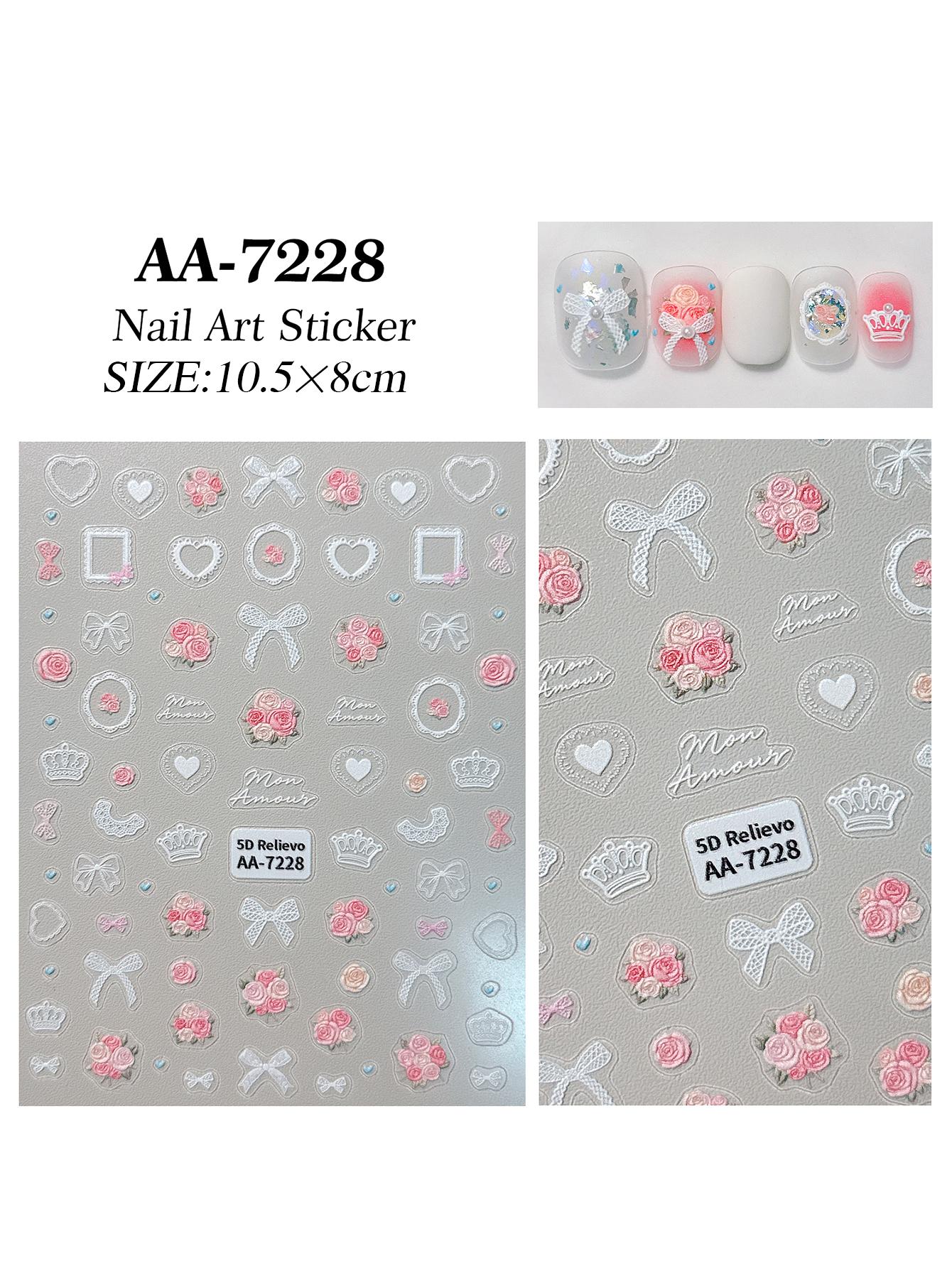 1/2pcs Exquisite Pink Rose Nail Stickers 5d Embossed Rose, Bow, And Crown Nail Art Decoration DIY Waterproof And Durable
1/2pcs Exquisite Pink Rose Nail Stickers 5d Embossed Rose, Bow, And Crown Nail Art Decoration DIY Waterproof And Durable