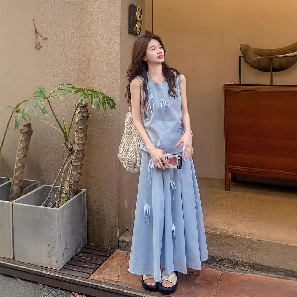 French Bow Blue Sleeveless Summer Skirt Set for Women 2XL синий
French Bow Blue Sleeveless Summer Skirt Set for Women 2XL синий