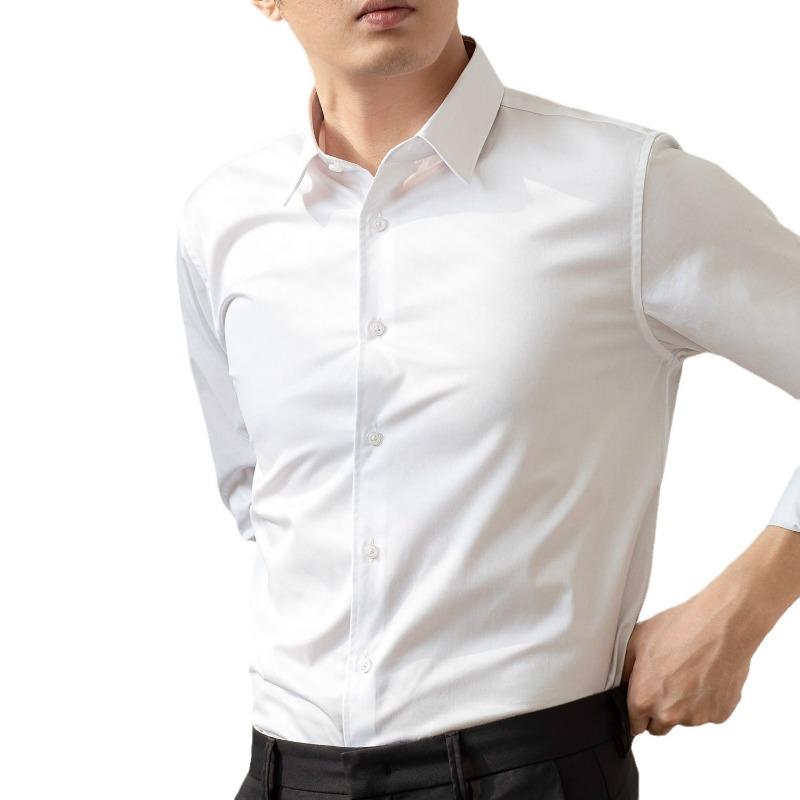 Men White Dress Shirt With Black Decorative Buttons Formal High Collar Long Sleeve S білий
Men White Dress Shirt With Black Decorative Buttons Formal High Collar Long Sleeve S білий