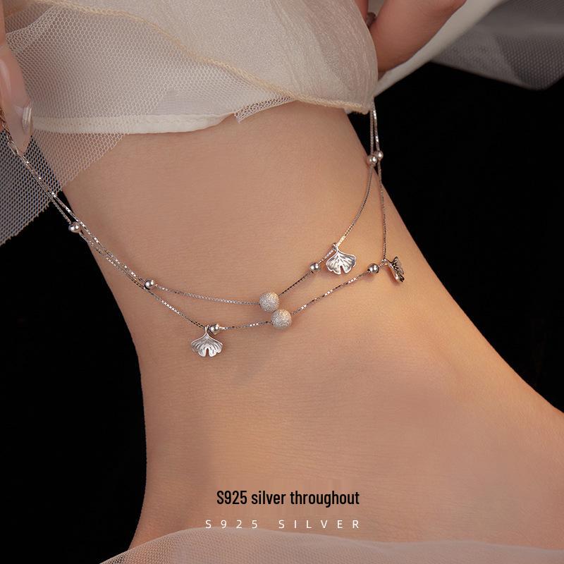 Banyan Tree S925 Silver Apricot Sand Bead & Ginkgo Leaf Double-Layer Anklet for Women S925 Silver
Banyan Tree S925 Silver Apricot Sand Bead & Ginkgo Leaf Double-Layer Anklet for Women S925 Silver