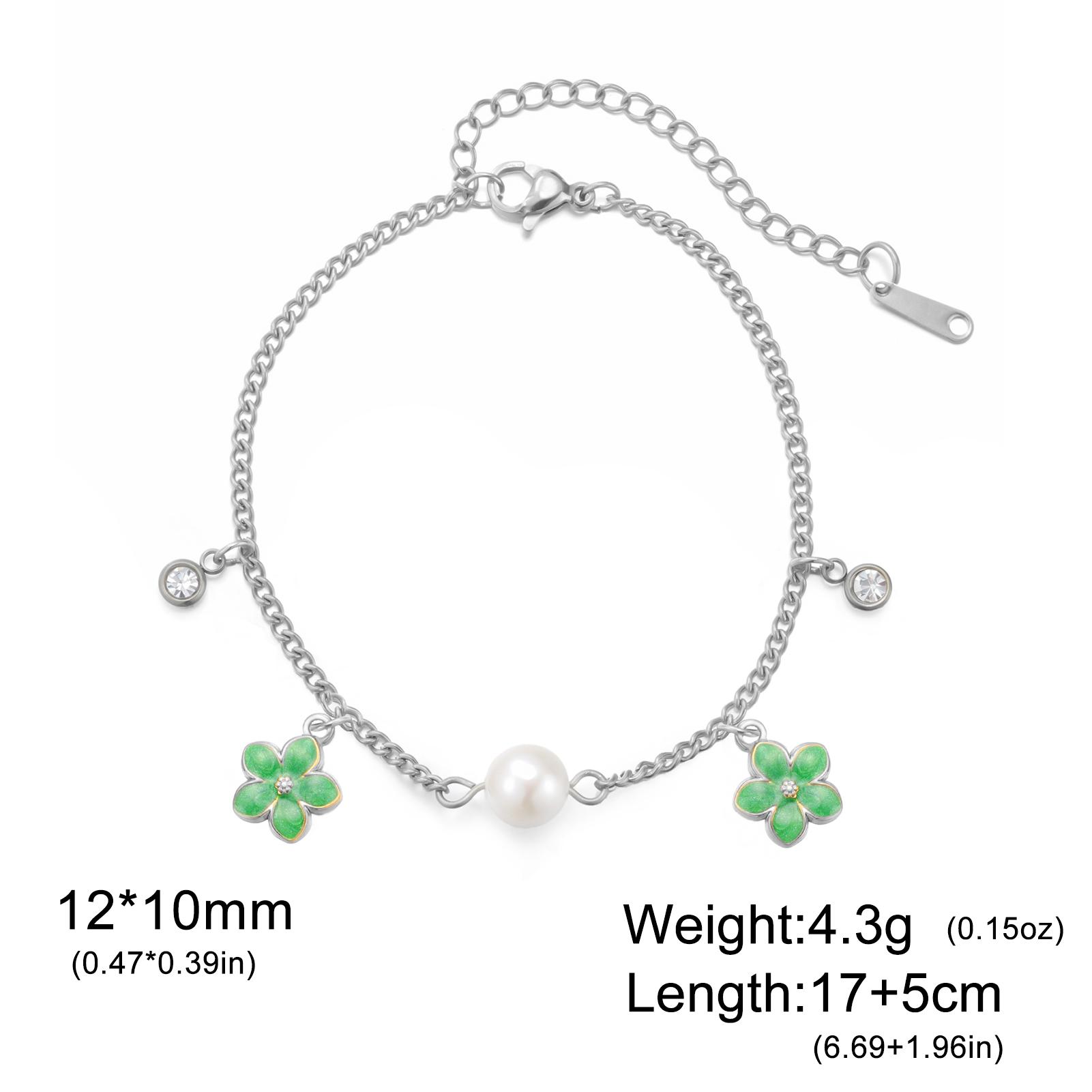 Teamer Enamel Flower Pearl Zircon Pendant Charms Bracelet Stainless Steel For Women Girls Fashion Romantic Jewelry Birthday Gift 22cm
Teamer Enamel Flower Pearl Zircon Pendant Charms Bracelet Stainless Steel For Women Girls Fashion Romantic Jewelry Birthday Gift 22cm