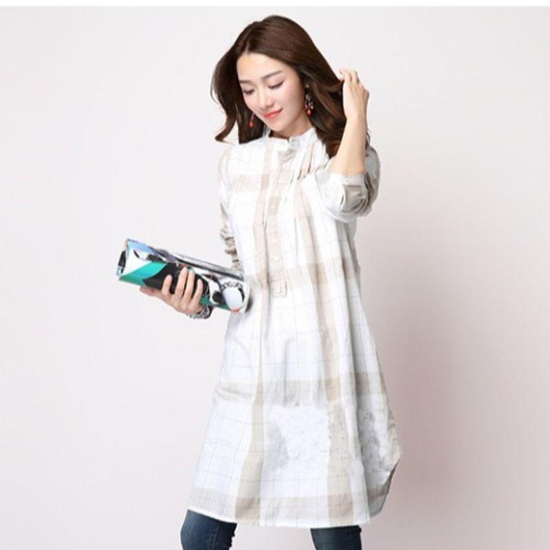 Korean Style Artistic Retro Autumn New Fashion Plus size Stand Collar Single-Breasted Plaid Mid-Length Long sleeve Shirts Top White XL
Korean Style Artistic Retro Autumn New Fashion Plus size Stand Collar Single-Breasted Plaid Mid-Length Long sleeve Shirts Top White XL