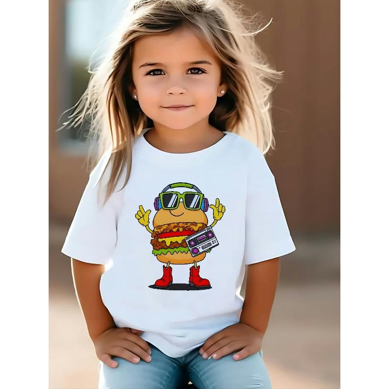 European Size Girls Hamburger Pattern Casual Round Neck Short Sleeved T Shirt 164cm білий
European Size Girls Hamburger Pattern Casual Round Neck Short Sleeved T Shirt 164cm білий