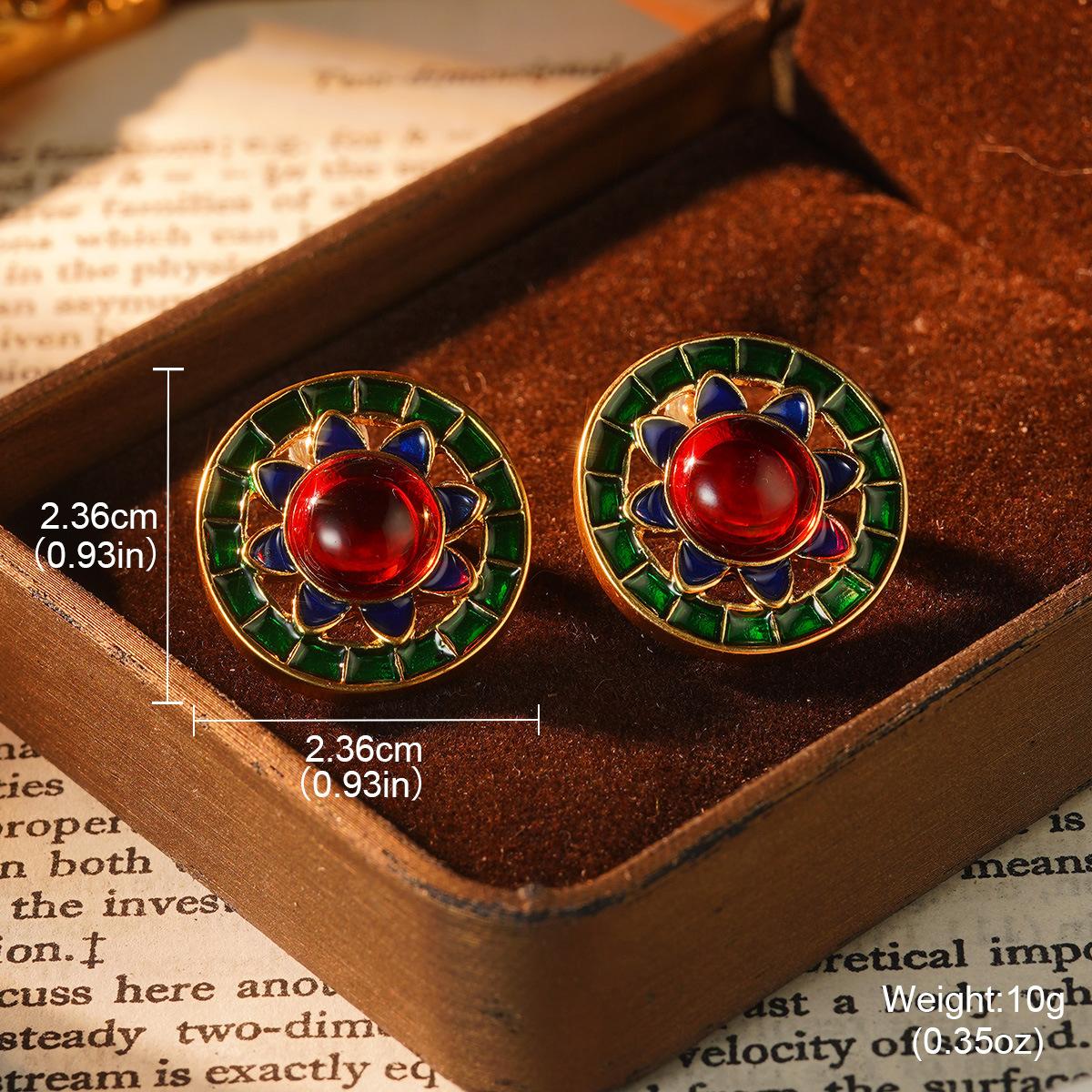 Court style flower earrings niche color light luxury high-end ear jewelry lava effect green rose stud earrings medieval women
Court style flower earrings niche color light luxury high-end ear jewelry lava effect green rose stud earrings medieval women