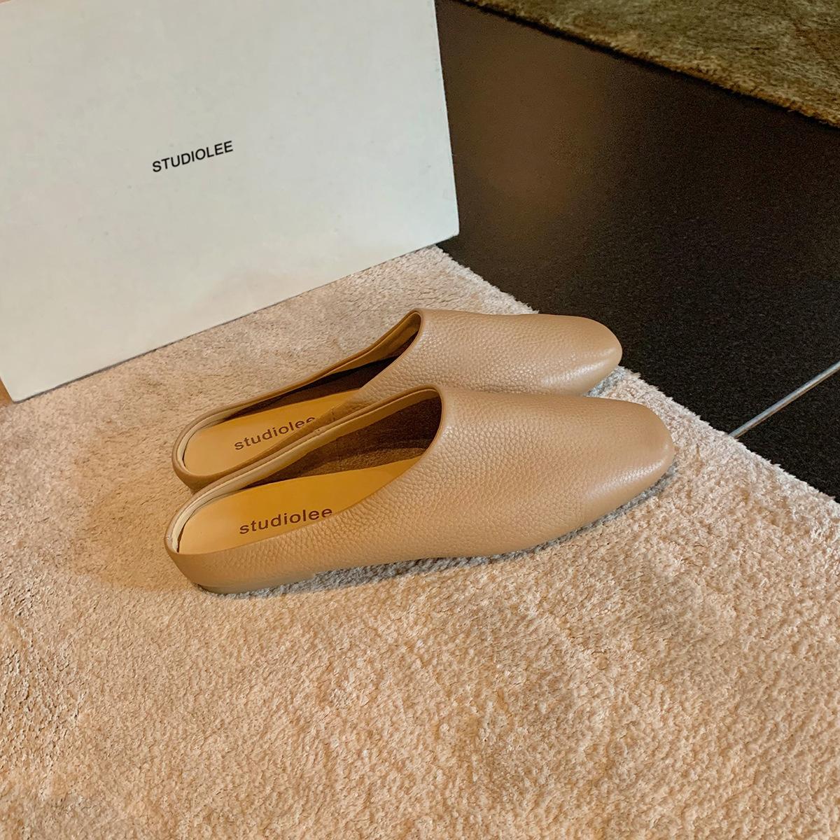 Овчина виноградная мать ленивая би приготовленная мягкая восковая хорошая в носке сумка голова тапочки женские летние носить педаль мюли полутапочки 40