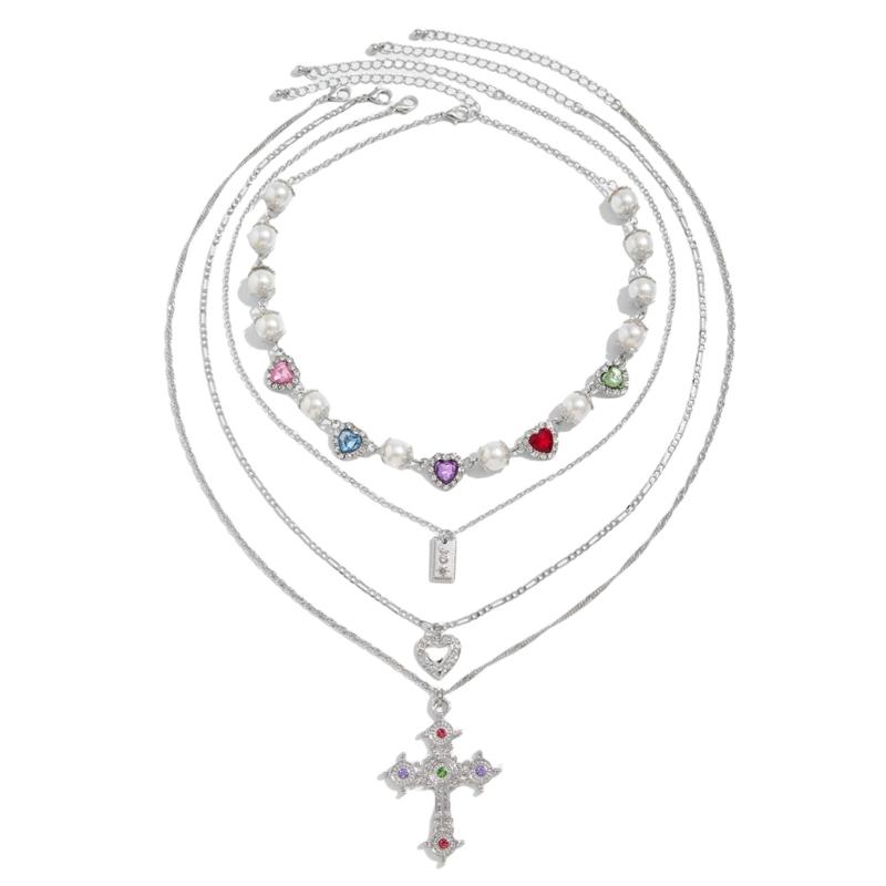 Pack Of 4 Dainty Zircon Crucifix Necklace Set Multilayer Heart Imitation Pearls Neckchain Stackable Clavicle Chain
Pack Of 4 Dainty Zircon Crucifix Necklace Set Multilayer Heart Imitation Pearls Neckchain Stackable Clavicle Chain