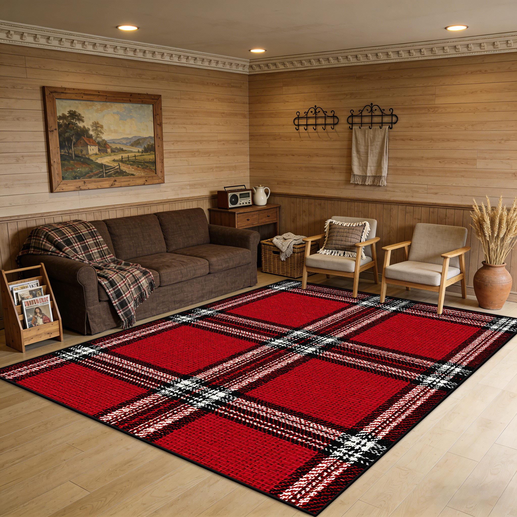 American Country Red Black Plaid Living Room Carpet Decoration Bedroom Store Non-slip Rug Easy Clean Fluffy Sofa Large Floor Mat 60x90cm
American Country Red Black Plaid Living Room Carpet Decoration Bedroom Store Non-slip Rug Easy Clean Fluffy Sofa Large Floor Mat 60x90cm