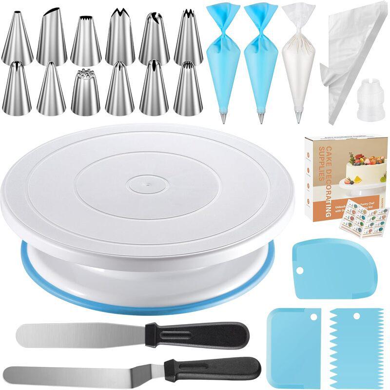 71-Piece Cake Decorating Set: Turntable, Piping Tips, Bags, Scraper, Spatula
71-Piece Cake Decorating Set: Turntable, Piping Tips, Bags, Scraper, Spatula