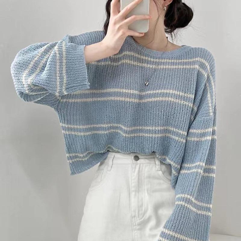 Мода 2025 Пуловер в полоску с длинным рукавом Женский Свободный Вязаный Повседневный Тонкий Офисный Короткая Блузка Повседневный Простой Ажурный Вырез-лодочка Элегантные Топы One size
Мода 2025 Пуловер в полоску с длинным рукавом Женский Свободный Вязаный Повседневный Тонкий Офисный Короткая Блузка Повседневный Простой Ажурный Вырез-лодочка Элегантные Топы One size