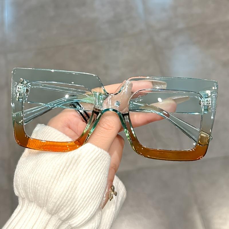 Oversize Square Blue Light Blocking Glasses, Transparent Color Blocking Vintage INS Style, Fashion Anti-Blue Light Eyewear 7
Oversize Square Blue Light Blocking Glasses, Transparent Color Blocking Vintage INS Style, Fashion Anti-Blue Light Eyewear 7