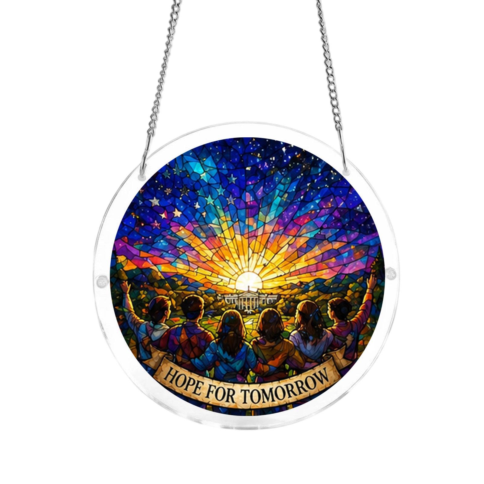 Stained Glass Style Round Hanging Plaque with Inspirational Sunburst and People Design Hope For Tomorrow Suncatcher Window Art Panel for Home Decor One Size
Stained Glass Style Round Hanging Plaque with Inspirational Sunburst and People Design Hope For Tomorrow Suncatcher Window Art Panel for Home Decor One Size