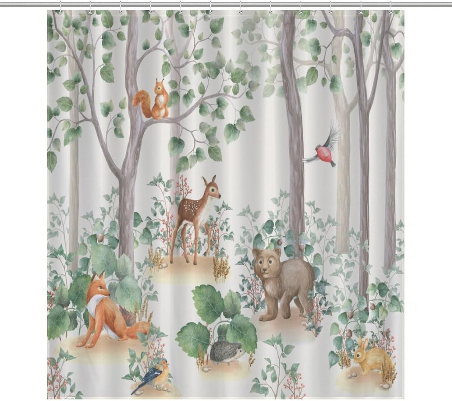 Cartoon Cute Forest Shower Curtains, Fairy Tale Mushroom Cat Flower Floral Leaf Green Pattern Decor Print Bath Drapes Set 90x180CM
Cartoon Cute Forest Shower Curtains, Fairy Tale Mushroom Cat Flower Floral Leaf Green Pattern Decor Print Bath Drapes Set 90x180CM