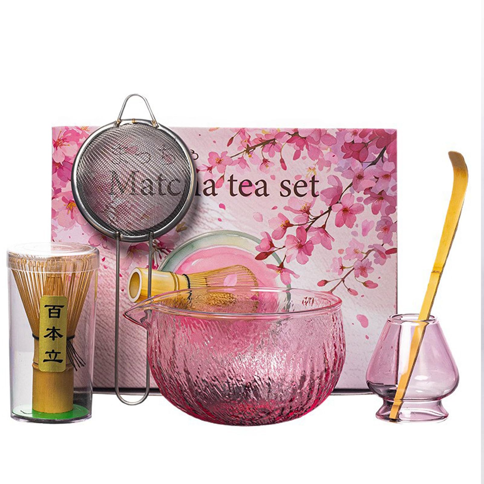 MiniMood Matcha Tea Bowl Tea Ceremony Clear Hammered Includes Bamboo Stainless Steel Tea and Perfect for Beginners Set, 5-Piece Set, Glass, 596ml, рожевий
MiniMood Matcha Tea Bowl Tea Ceremony Clear Hammered Includes Bamboo Stainless Steel Tea and Perfect for Beginners Set, 5-Piece Set, Glass, 596ml, рожевий