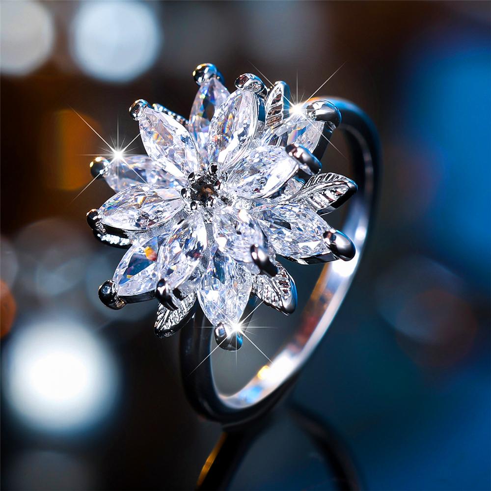 Luxury Female Crystal White Sun Flower Engagement Ring Vintage Silver Color Wedding Jewelry For Women 8
Luxury Female Crystal White Sun Flower Engagement Ring Vintage Silver Color Wedding Jewelry For Women 8