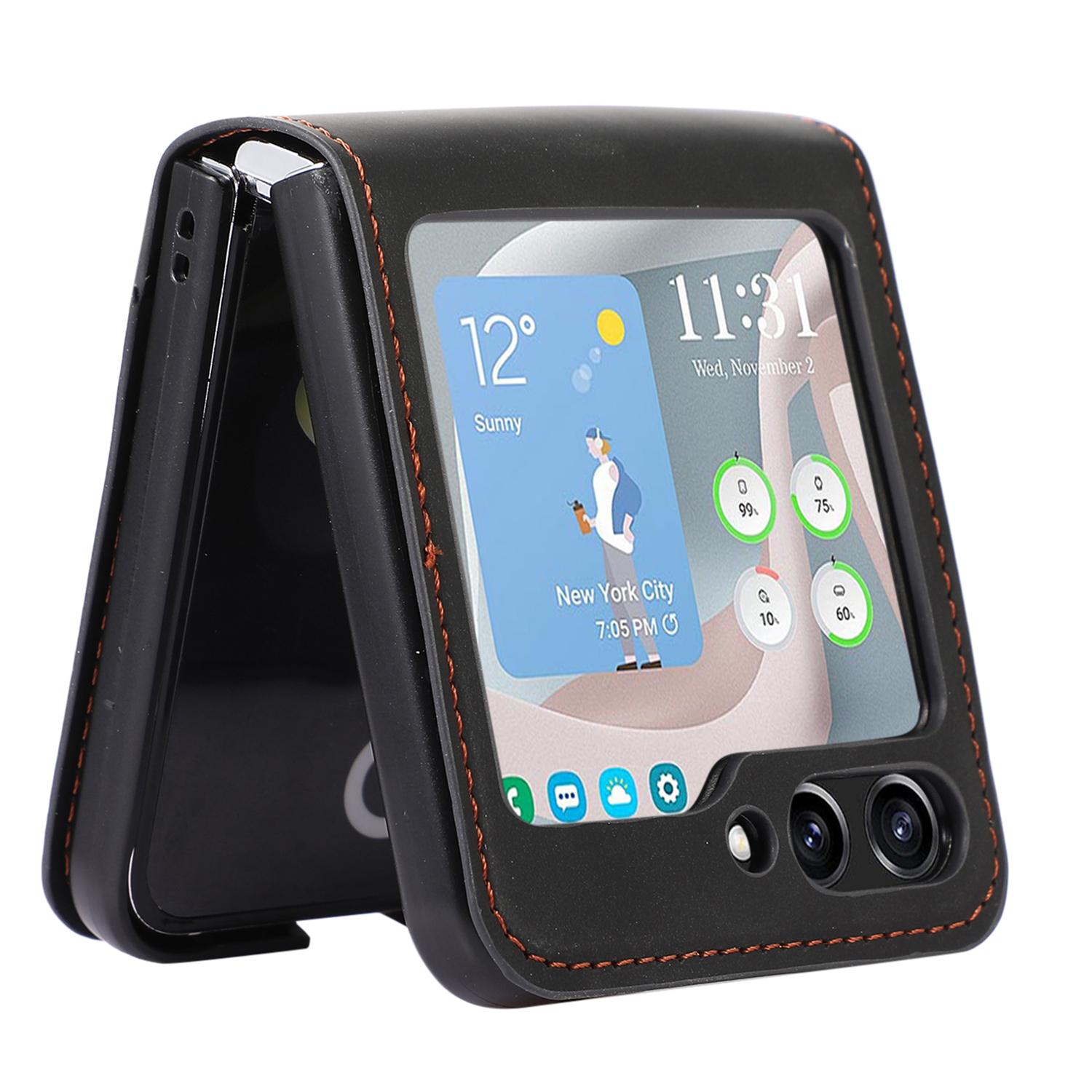 For Samsung Galaxy Z Flip5 5G Card Slot Phone Case Shockproof PU Leather PC Phone Cover Black
For Samsung Galaxy Z Flip5 5G Card Slot Phone Case Shockproof PU Leather PC Phone Cover Black