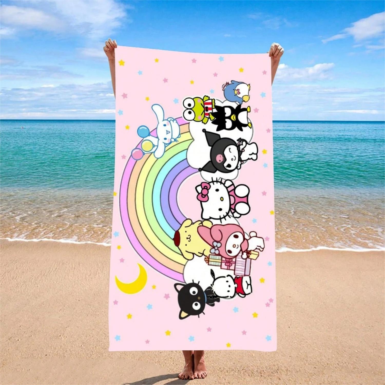 Hello Kitty, Kuromi Cartoon Character Printed Beach Towel, Suitable For Beach, Yoga Mat, Sunscreen Shawl, Travel, Camping W30*H60(CM)
Hello Kitty, Kuromi Cartoon Character Printed Beach Towel, Suitable For Beach, Yoga Mat, Sunscreen Shawl, Travel, Camping W30*H60(CM)