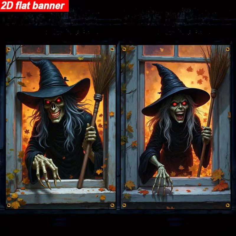 2D Halloween Horror Witch Window Banner, Scary Witch with Broom Background 47.2x31.5inch/120*80cm
2D Halloween Horror Witch Window Banner, Scary Witch with Broom Background 47.2x31.5inch/120*80cm
