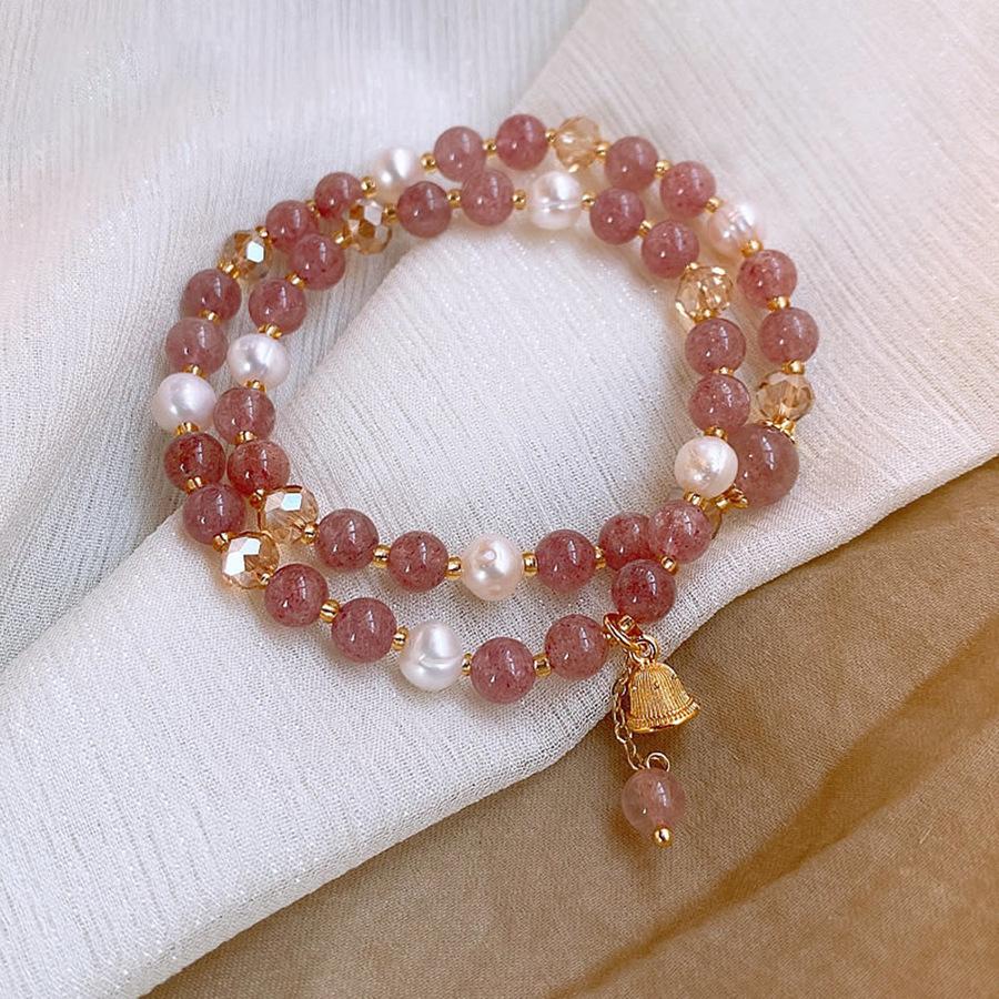 Natural strawberry crystal freshwater pearl bell beaded bracelet fashionable light luxury crystal bracelet simple and sweet style jewelry
Natural strawberry crystal freshwater pearl bell beaded bracelet fashionable light luxury crystal bracelet simple and sweet style jewelry