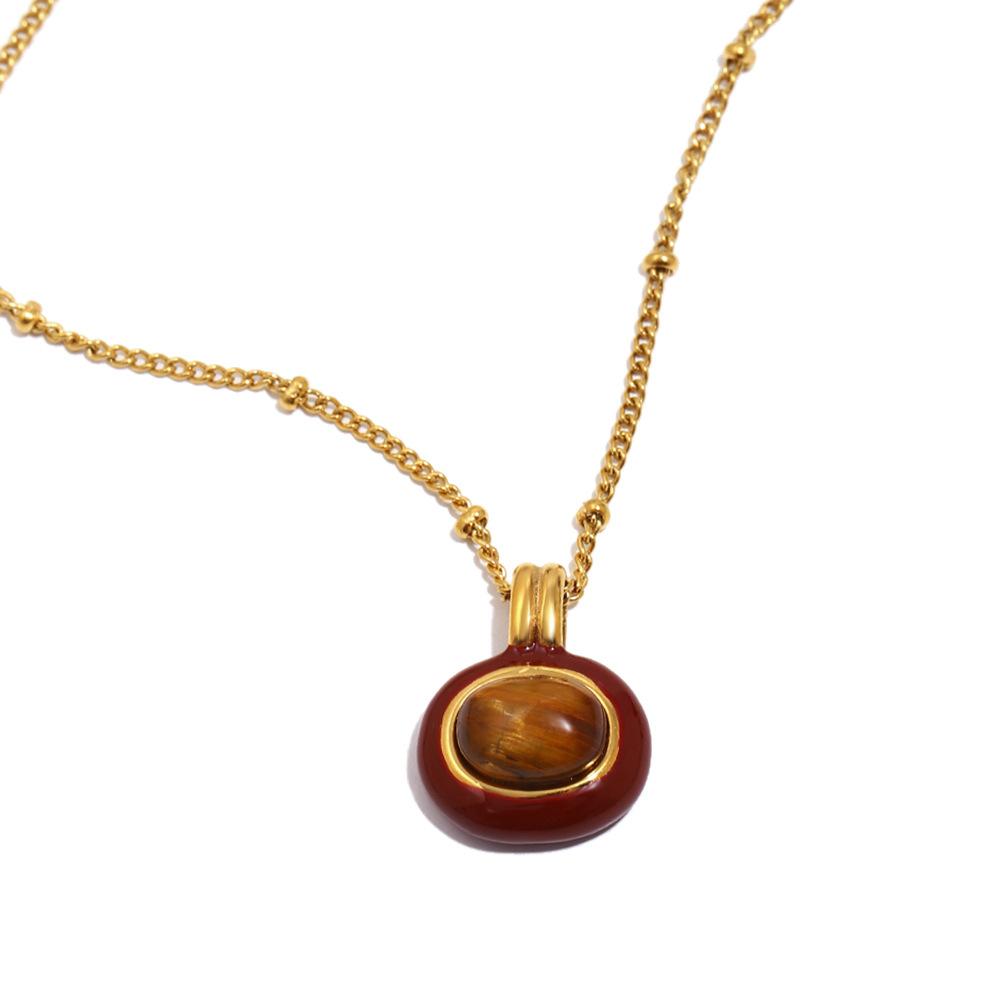 Stainless Steel Gold Color Chain Necklace Retro Enamel Natural Stone Tiger Eye Malachite Pendant Fashion for Women Jewelry Gifts коричневий
Stainless Steel Gold Color Chain Necklace Retro Enamel Natural Stone Tiger Eye Malachite Pendant Fashion for Women Jewelry Gifts коричневий