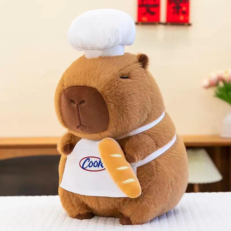 Creative Chef Series Capybara Plush Toy with Spatula, Knife, Fork, Cheese, and Baguette Small - 30cm
Creative Chef Series Capybara Plush Toy with Spatula, Knife, Fork, Cheese, and Baguette Small - 30cm
