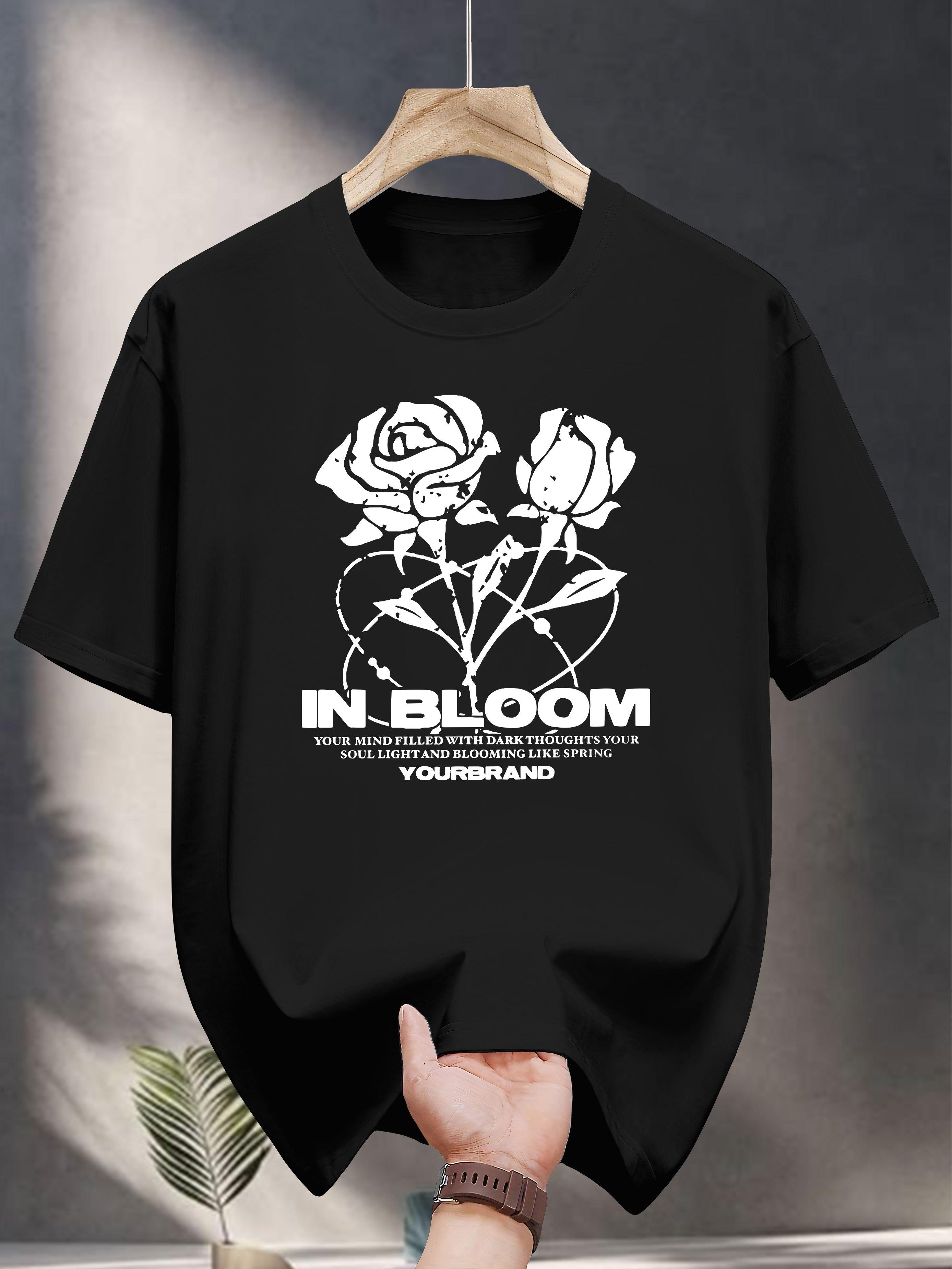 200g 100% Cotton Short Sleeve T-shirt - Black Floral Rose Print with IN BLOOM & Inspirational Quote XXXXL
200g 100% Cotton Short Sleeve T-shirt - Black Floral Rose Print with IN BLOOM & Inspirational Quote XXXXL