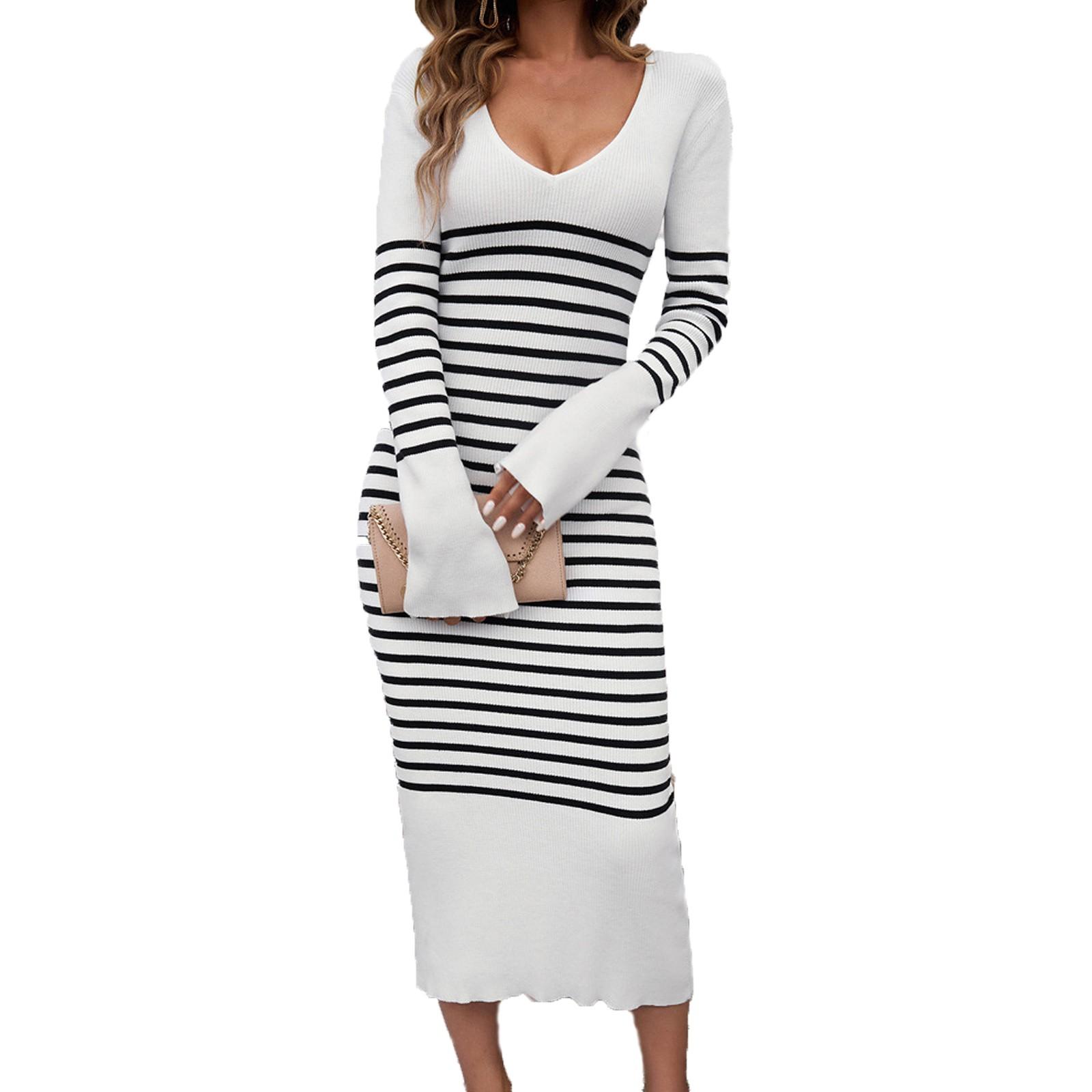Женское повседневное модное сексуальное удобное полосатое платье с длинным рукавом XL белый
Женское повседневное модное сексуальное удобное полосатое платье с длинным рукавом XL белый