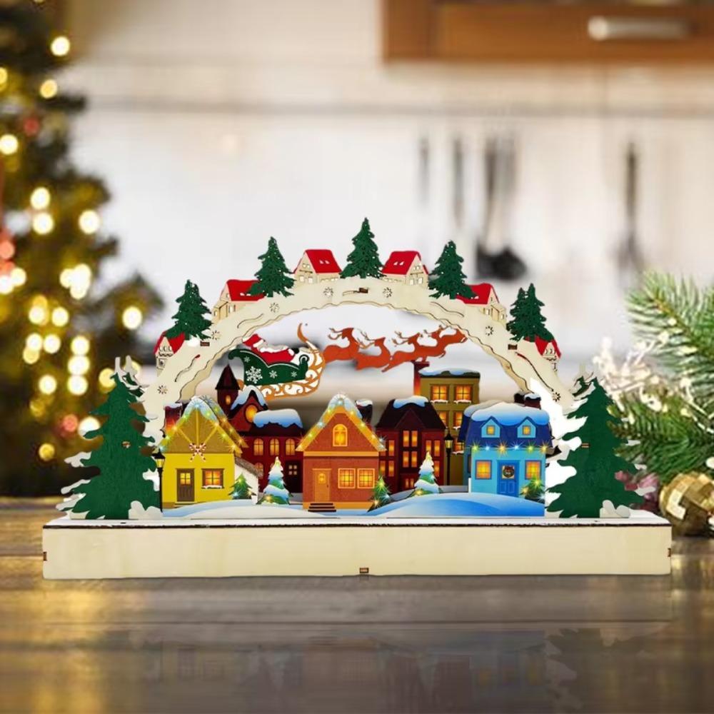 Wooden Christmas LED Bridge Lights Village Scene Festive Atmosphere Lights Shelf Bridge Light
Wooden Christmas LED Bridge Lights Village Scene Festive Atmosphere Lights Shelf Bridge Light