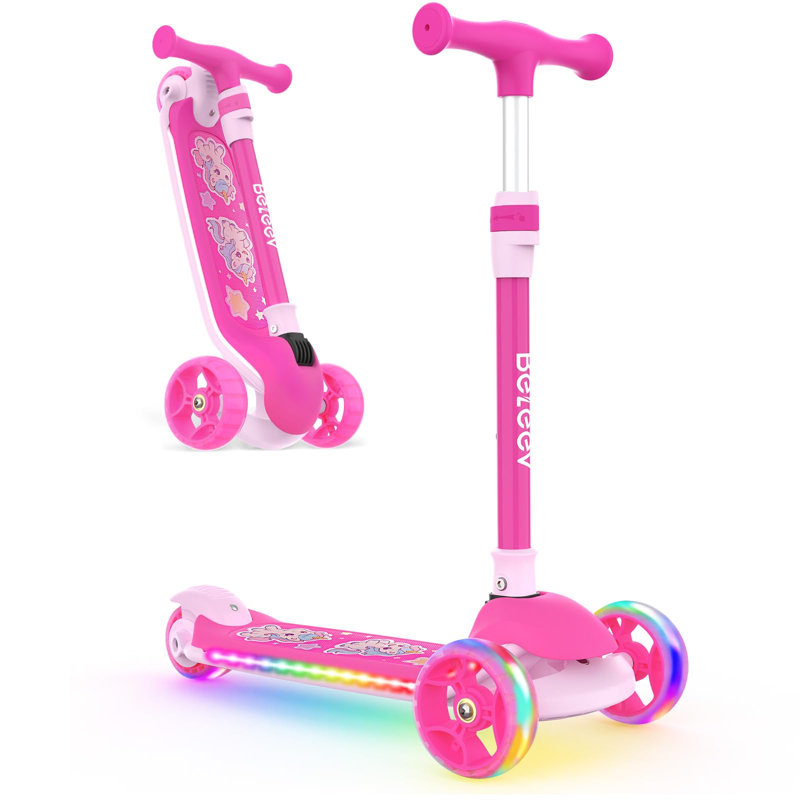 BELEEV A9 Kids Kick Scooter 3 Wheels with LED Light Up Tires and 4 Height Patterned Lightweight Kick Scooter for Kids Ages 3 to Toddler Foldable
BELEEV A9 Kids Kick Scooter 3 Wheels with LED Light Up Tires and 4 Height Patterned Lightweight Kick Scooter for Kids Ages 3 to Toddler Foldable