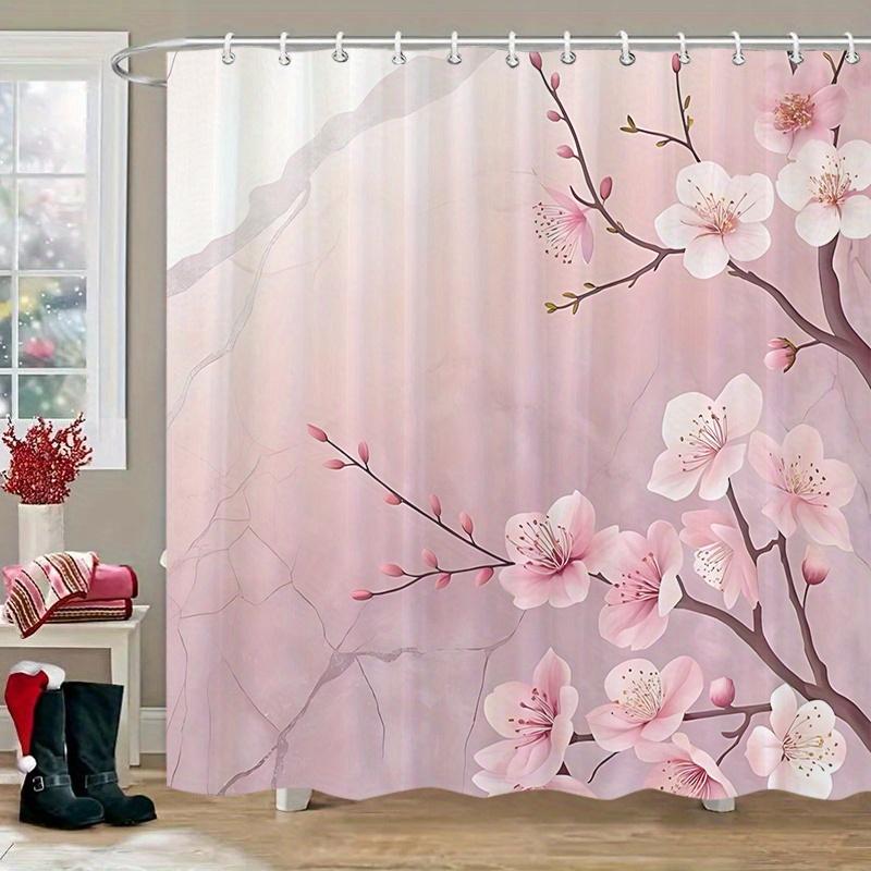 Pink Cherry Blossom Patterned Shower Curtain, Polyester Fabric, Machine Washable, With Hooks, Suitable For Bathroom Decoration. W60H190(CM)-1 Pcs
Pink Cherry Blossom Patterned Shower Curtain, Polyester Fabric, Machine Washable, With Hooks, Suitable For Bathroom Decoration. W60H190(CM)-1 Pcs