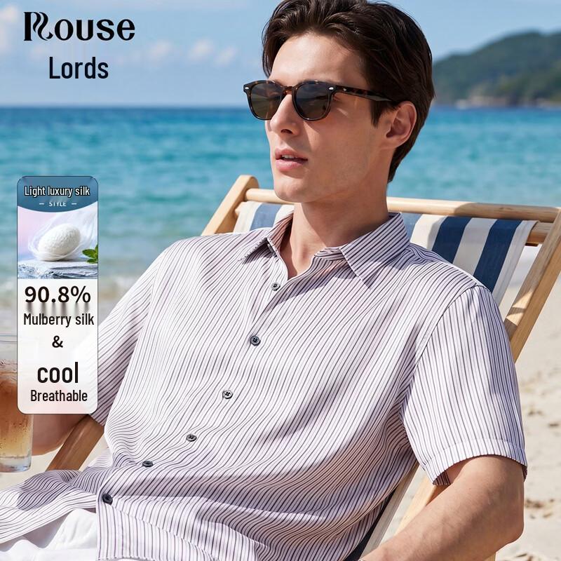 Men s Mulberry Silk Short-Sleeve Striped Shirt 180
Men s Mulberry Silk Short-Sleeve Striped Shirt 180