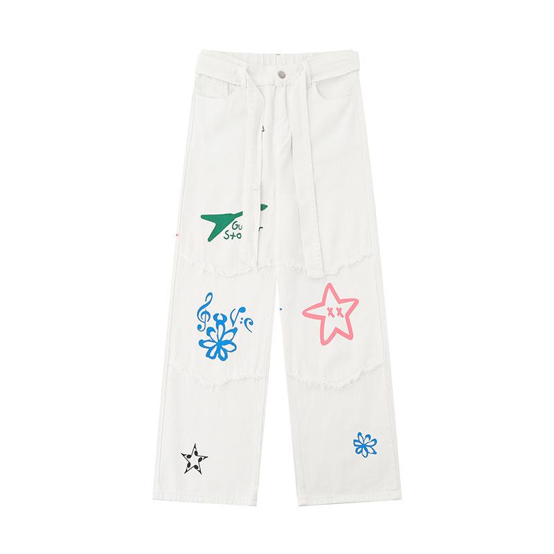 Чорні ретро джинси з деніму з рюшами для жінок, з принтом зірок, виварені, з широкими штанинами, з поясом на талії, маленькі штани XS білий
Чорні ретро джинси з деніму з рюшами для жінок, з принтом зірок, виварені, з широкими штанинами, з поясом на талії, маленькі штани XS білий