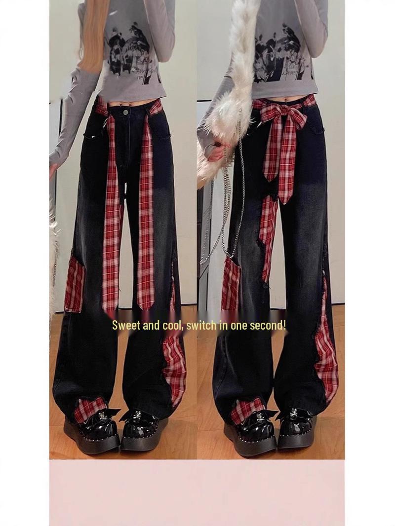 Women s Retro Patchwork Plaid Wide-Leg Jeans - Red Ripped Design, Loose Fit, Floor-Length Large чёрный
Women s Retro Patchwork Plaid Wide-Leg Jeans - Red Ripped Design, Loose Fit, Floor-Length Large чёрный