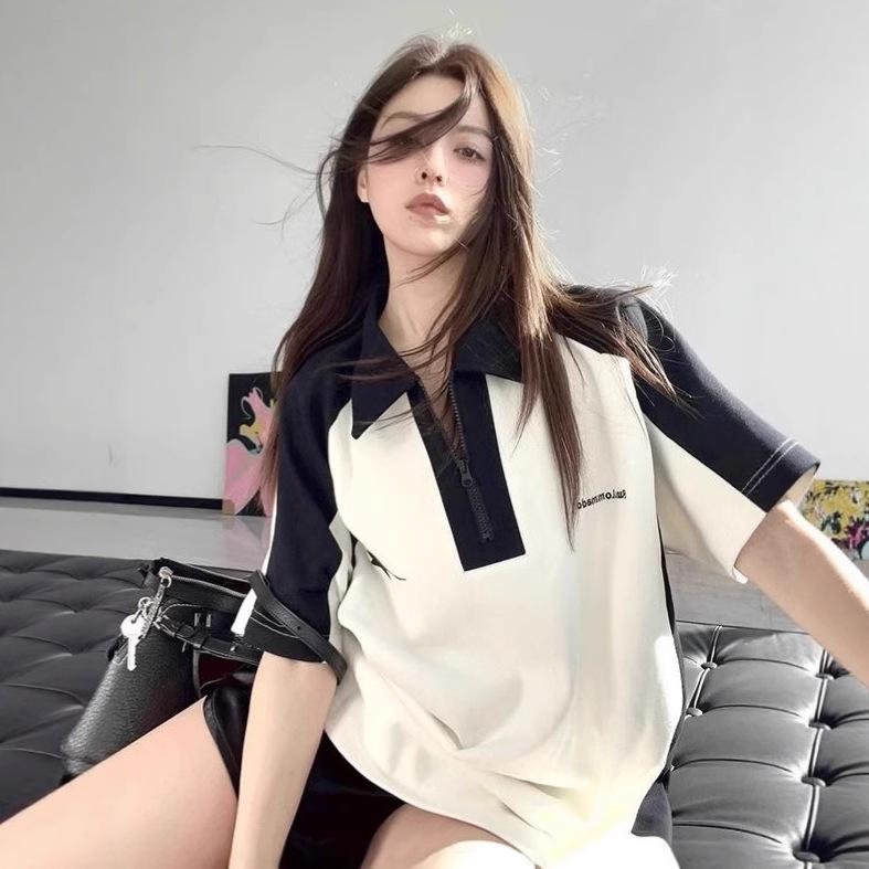 Women s Korean-Style Polo Collar Loose T-Shirt: Black & White Color Block, Short Sleeve, Unique & Stylish for Summer M
Women s Korean-Style Polo Collar Loose T-Shirt: Black & White Color Block, Short Sleeve, Unique & Stylish for Summer M